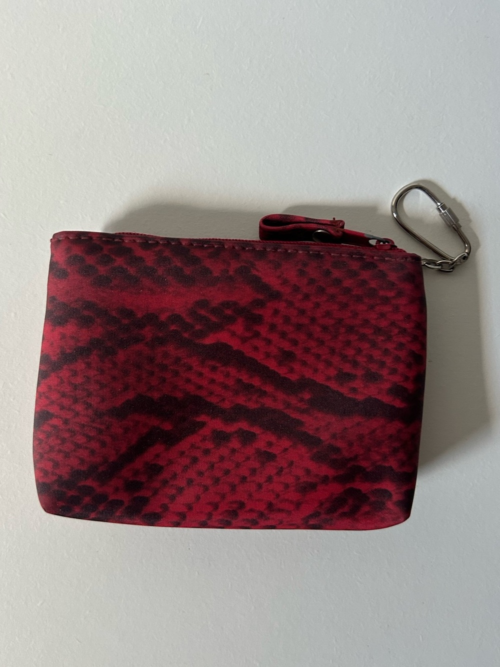 Source Unknown Red Snake-Print Zip Pouch Wallet with Carabiner